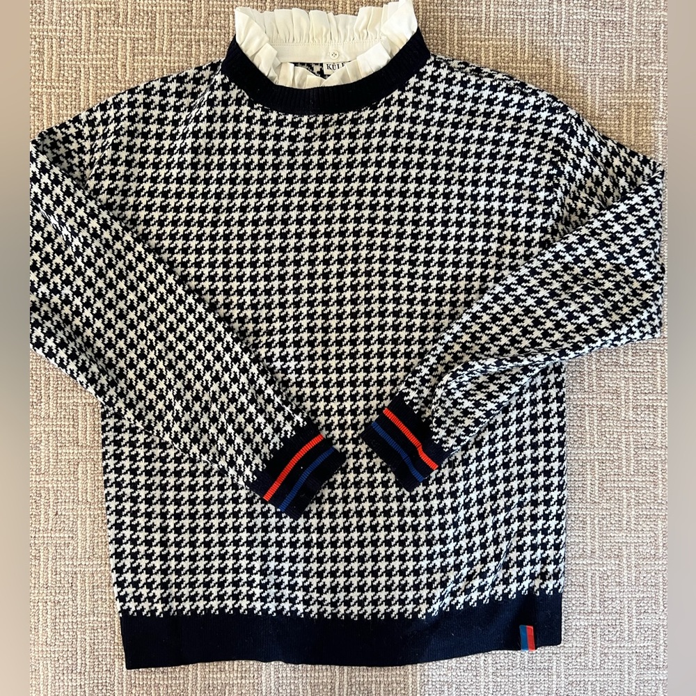 KULE — THE LADY HOUNDSTOOTH SWEATER WITH DETACHABLE COLLAR, Size Small